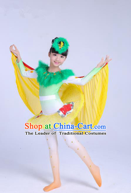 Traditional Chinese Stage Performance Cuckoo Dance Costume, Folk Dance Drum Dance Uniform Yangko Clothing for Kids