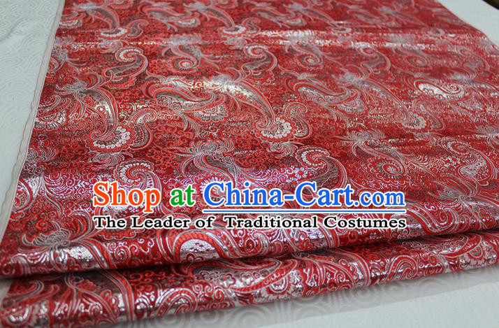 Chinese Traditional Ancient Costume Royal Palace Pattern Mongolian Robe Red Brocade Cheongsam Satin Fabric Hanfu Material