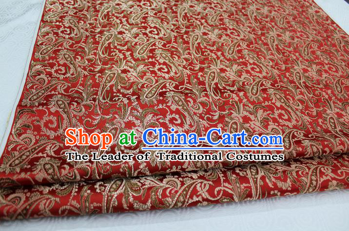 Chinese Traditional Ancient Costume Mongolian Robe Xiuhe Suit Red Brocade Palace Pattern Satin Fabric Hanfu Material