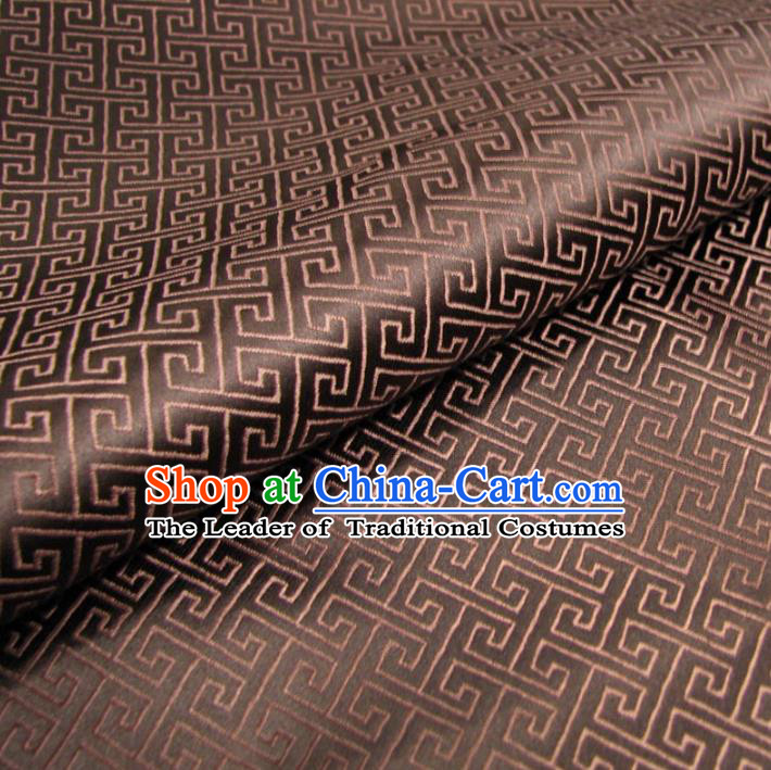 Chinese Traditional Palace Pattern Hanfu Brown Brocade Mongolian Robe Fabric Ancient Costume Tang Suit Cheongsam Material
