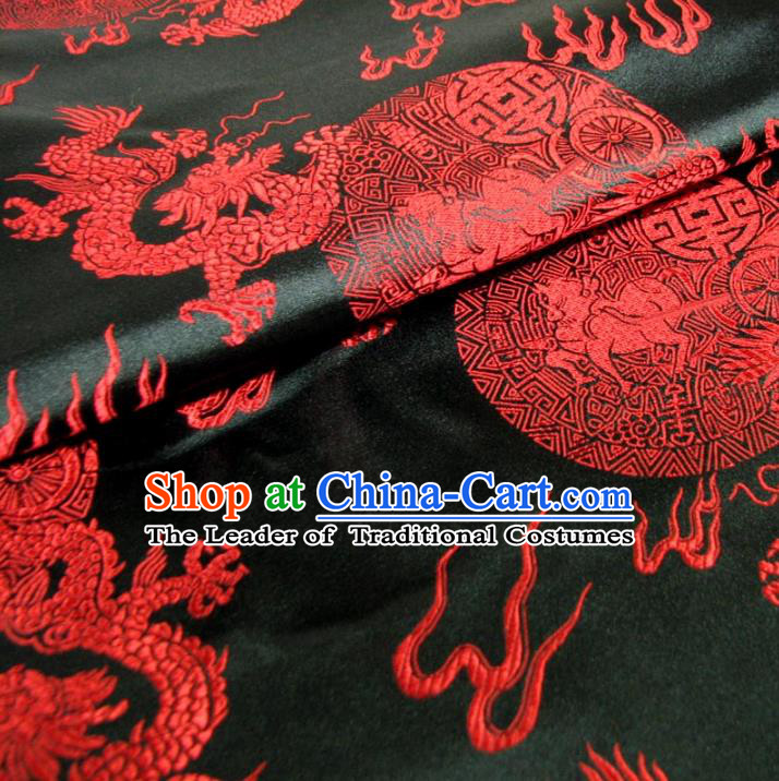 Chinese Traditional Palace Pattern Design Hanfu Black Brocade Fabric Ancient Costume Tang Suit Cheongsam Material