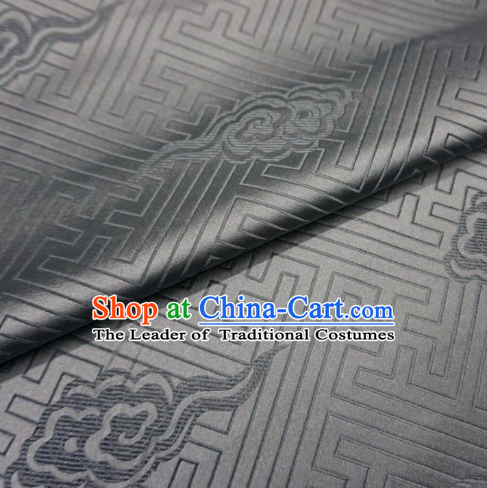 Chinese Traditional Palace Clouds Pattern Hanfu Grey Brocade Fabric Ancient Costume Tang Suit Cheongsam Material