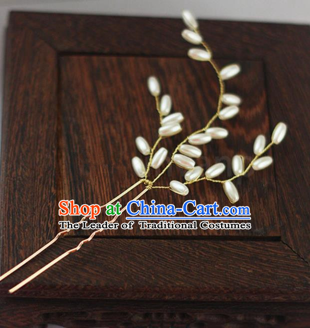 Chinese Traditional Bride Hair Jewelry Accessories Wedding Pearls Hairpins for Women