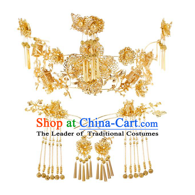 Chinese Hair Jewelry Accessories Xiuhe Suit Hairpins Headwear Headdress Hair Crown for Women