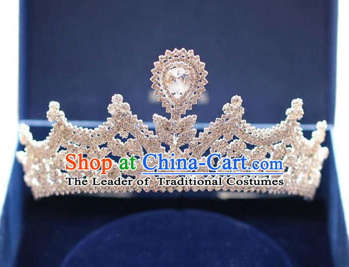 Chinese Traditional Hair Accessories Baroque Bride Hair Clasp Wedding Princess Extravagant Crystal Royal Crown for Women