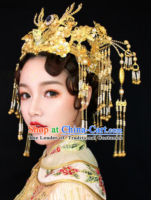 Chinese Hair Jewelry Accessories Xiuhe Suit Hairpins Headwear Headdress Hair Crown for Women