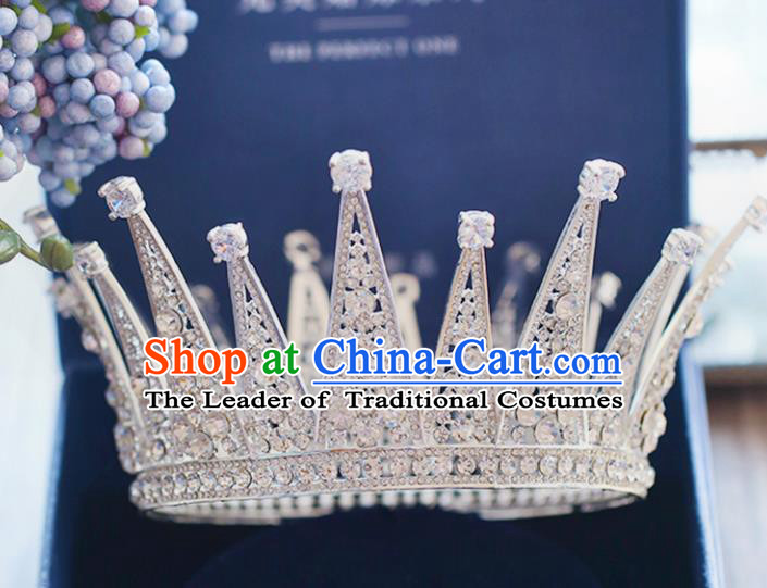 Chinese Traditional Wedding Hair Accessories Baroque Princess Crystal Hair Clasp Bride Palace Royal Crown for Women