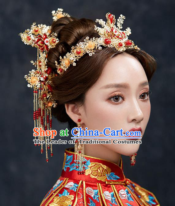 Chinese Hair Jewelry Accessories Xiuhe Suit Hairpins Headwear Headdress Hair Crown for Women