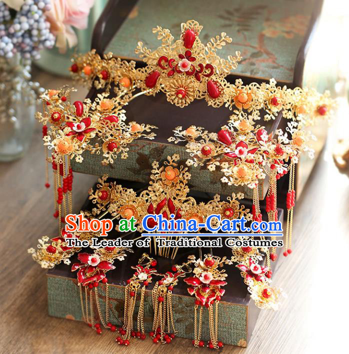 Chinese Hair Jewelry Accessories Xiuhe Suit Hairpins Headwear Headdress Hair Crown for Women