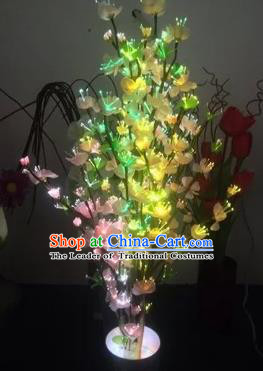 Chinese Traditional Electric LED Flowers Lantern Desk Lamp Home Decoration Yellow Peach Blossom Lights