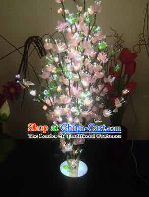 Chinese Traditional Electric LED Pink Flowers Lantern Desk Lamp Home Decoration Peach Blossom Lights