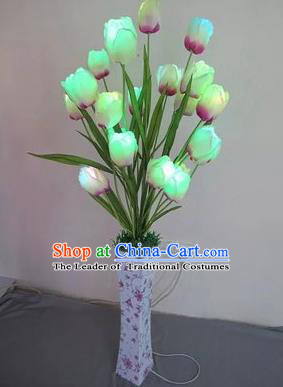Chinese Traditional Electric LED Lantern Desk Lamp Home Decoration Tulipa Flowers Lights