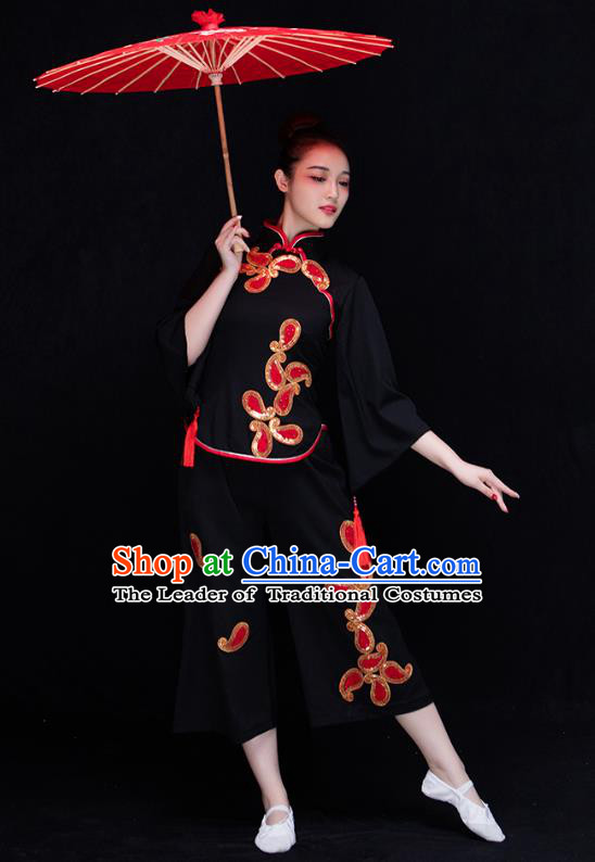 Traditional Chinese Yangge Fan Dancing Costume Modern Dance Dress Clothing