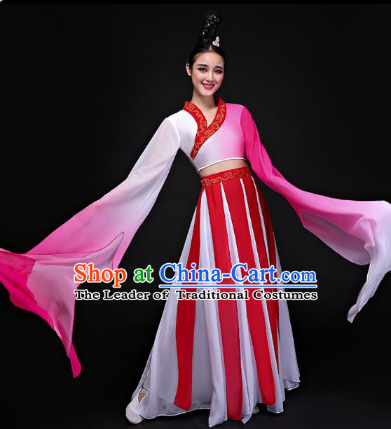 Traditional Chinese Classical Water Sleeve Dance Costume, China Yangko Folk Dance Clothing for Women
