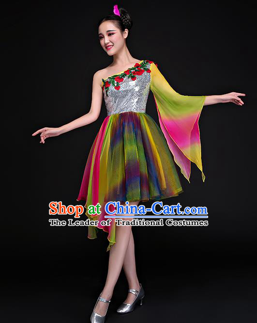 Traditional Chinese Modern Dance Bubble Dress, Opening Dance Chorus Clothing for Women