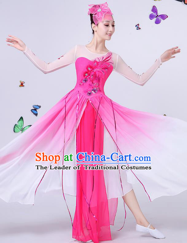 Traditional Chinese Modern Dance Opening Dance Clothing Chorus Folk Umbrella Dance Pink Costume for Women