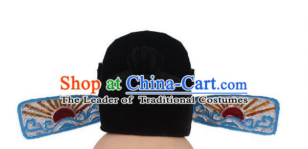 Asian Chinese Beijing Opera County Magistrate Hats, Traditional China Peking Opera Lang Scholar Headwear