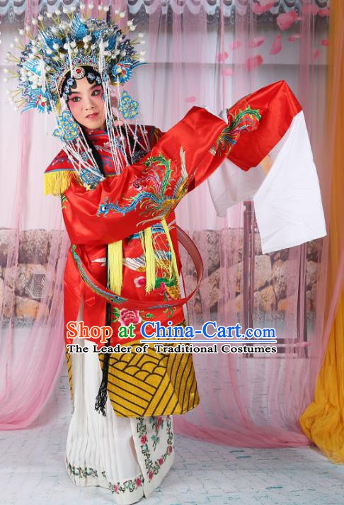 Chinese Beijing Opera Imperial Concubine Costume Embroidered Robe, China Peking Opera Actress Embroidery Red Clothing