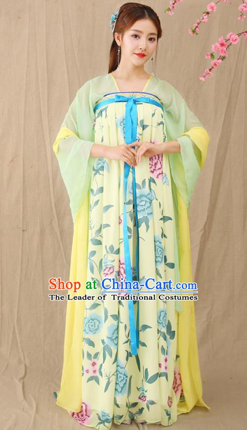 Traditional Chinese Tang Dynasty Palace Princess Costume, China Ancient Fairy Hanfu Dress Clothing for Women