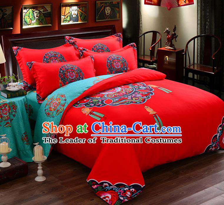  Red Sheet Wedding Bed Set - China Traditional Comforter Asian  Style Bedding Sets Chinese with Dragon Phoenix Pattern 6 Pieces, Quilt  Cover 220 240 cm, quilt cover 220 x 240 cm : Home & Kitchen
