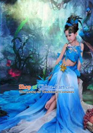 Traditional Ancient Chinese Imperial Princess Children Costume, Chinese Han Dynasty Little Fairy Peacock Dance Elegant Dress, Cosplay Chinese Princess Hanfu Clothing for Kids