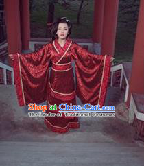 Traditional Ancient Chinese Imperial Consort Wedding Costume, Elegant Hanfu Clothing Chinese Han Dynasty Young Lady Full Sleeves Clothing for Women