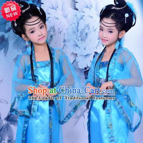 Traditional Ancient Chinese Imperial Princess Children Costume, Chinese Tang Dynasty Little Fairy Elegant Dress, Cosplay Chinese Princess Hanfu Clothing for Kids