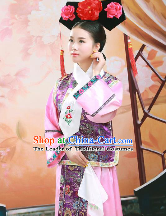 Traditional Ancient Chinese Imperial Princess Costume, Chinese Qing Dynasty Manchu Dress, Cosplay Chinese Mandchous Imperial Princess Clothing for Women