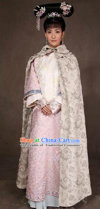 Traditional Ancient Chinese Imperial Consort Costume, Chinese Qing Dynasty Manchu Princess Lady Dress, Cosplay Chinese Mandchous Imperial Princess Delicate Embroidered Clothing for Women