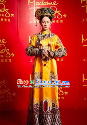 Traditional Ancient Chinese Imperial Empress Dowager Costume, Chinese Qing Dynasty Manchu Lady Dress, Chinese Mandarin Robes Imperial Concubine Embroidered Clothing for Women