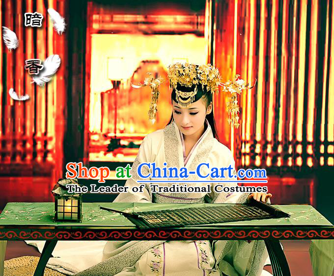 Traditional Ancient Chinese Imperial Consort Luxury Costume, Elegant Hanfu Clothing Chinese Han Dynasty Imperial Empress Embroidered Clothing for Women