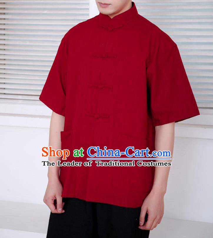 Top Chinese National Tang Suits Frock Costume Martial Arts Kung Fu Training Uniform Kung fu Unlined Upper Garment Chinese Male Zen Suit Gongfu Shaolin Wushu Clothing for Men