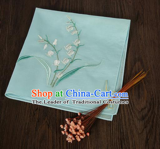 Traditional Ancient Chinese Palace Embroidered Keiskei Blue Handkerchief for Women