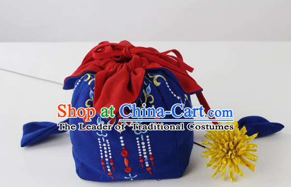 Traditional Ancient Chinese Embroidered Handbags Embroidered Stupa Wreaths All Lines Navy Bag for Women