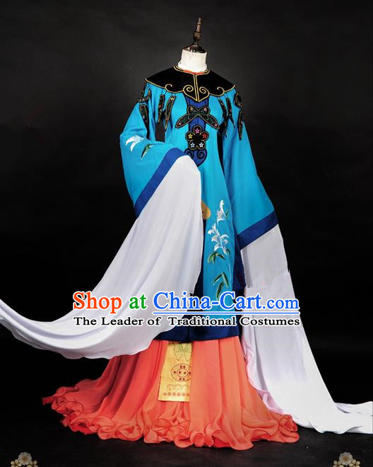 Traditional Asian Chinese Peking Opera Ancient Princess Costume, Elegant Hanfu Dance Water Sleeves Clothing, Chinese Imperial Princess Embroidered Butterfly Clothing, Chinese Fairy Princess Empress Queen Cosplay Costumes for Women