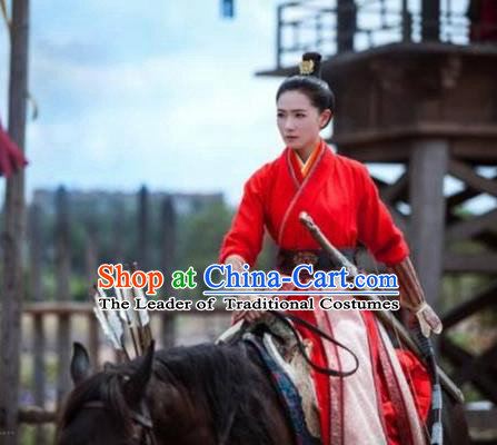 Traditional Ancient Chinese Female Costume Swordsman Uniform Complete Set, Chinese Tang Dynasty General Clothing for Women
