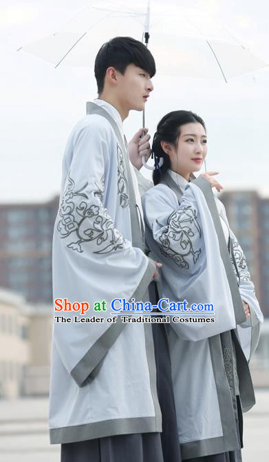 Traditional Ancient Chinese Lovers Costume, Elegant Hanfu Clothing Chinese Wei Dynasty Imperial Empress and Emperor Embroidered Clothing for Women for Women