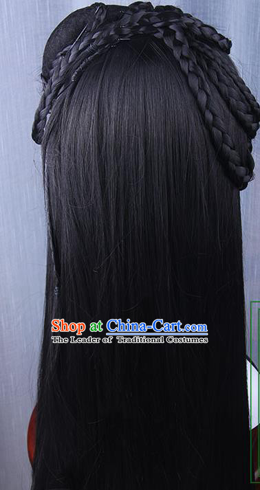 Chinese Ancient Swordsman Long Wig Set