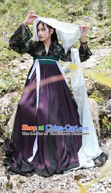 Traditional Ancient Chinese Imperial Consort Costume Printing Blouse, Elegant Hanfu Clothing Chinese Tang Dynasty Palace Princess Dress for Women