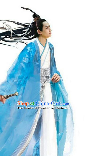 Traditional Ancient Chinese Nobility Childe Costume, Elegant Hanfu Male Lordling Dress Ancient Swordsman Literati Clothing, China Warring States Period Qu Yuan Imperial Prince Embroidered Clothing for Men
