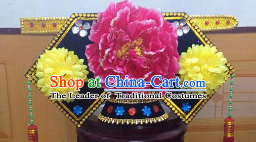 Traditional Chinese Ancient Costume Qing Dynasty Manchu Princess Headdress Hat Headband Flag Head for Women