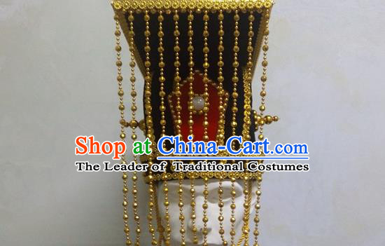 Traditional Ancient Chinese Classical Peking Opera Props, Han Dynasty Imperial Emperor Headwear Royal King Hat for Men