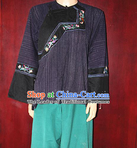Chinese Hmong Miao Nationality Folk Dance Ethnic Handmade Blouse China Clothing Costume Embroidery Shirt Ethnic Blouse Cultural Dances Costumes for Women
