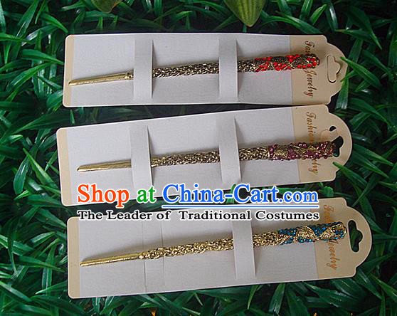 Traditional Chinese Miao Ethnic Minority Palace Hair Jewelry Accessories, Hmong Handmade Crystal Hairpins, Miao Ethnic Jewelry Accessories Hair Claw for Women