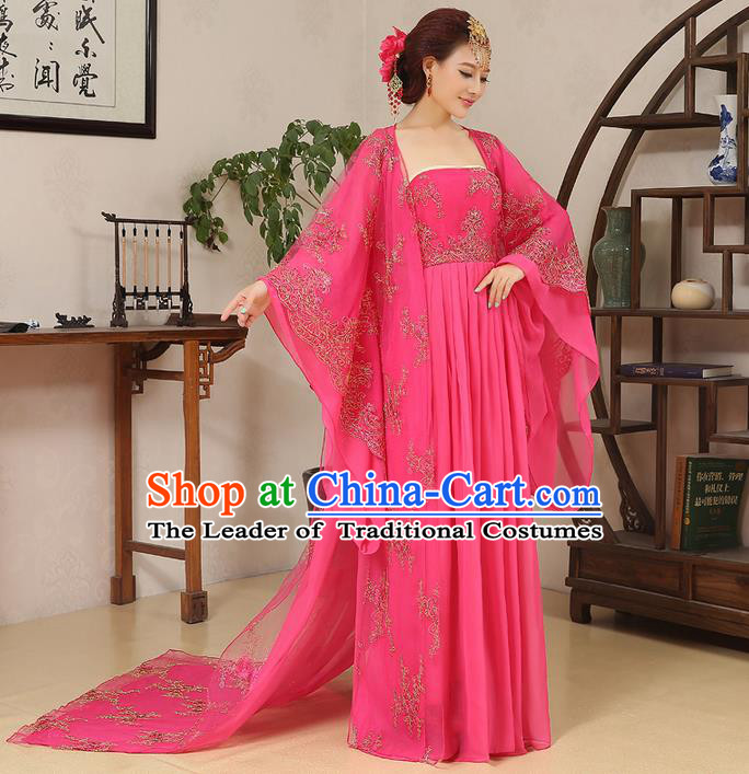 Traditional Ancient Chinese Imperial Emperess Dance Costume, Chinese Wedding Dress, Cosplay Chinese Peri Imperial Princess Tailing Clothing Hanfu for Women