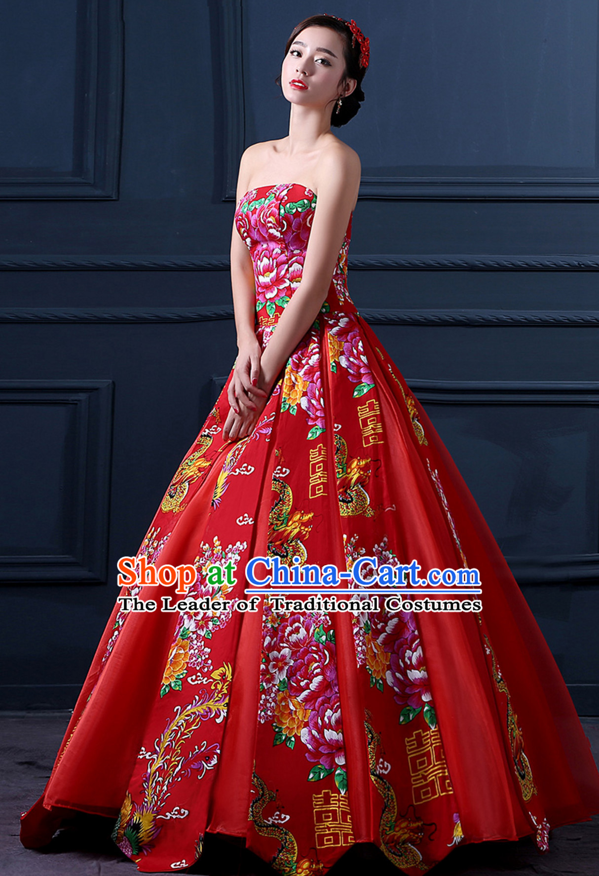 Supreme Chinese Stunning Made to Order Lucky Red Long Wedding Evening Dress