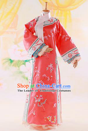 Traditional Ancient Chinese Imperial Consort Costume, Chinese Qing Dynasty Manchu Lady Dress, Cosplay Chinese Mandchous Imperial Concubine Red Embroidered Clothing for Women