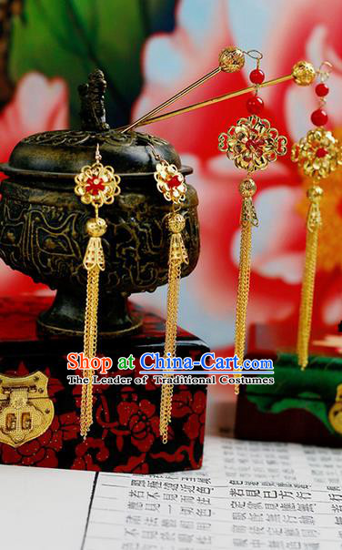 Chinese Wedding Jewelry Accessories, Traditional Xiuhe Suits Wedding Bride Headwear, Wedding Tiaras, Ancient Chinese Harpins and Earrings for Women