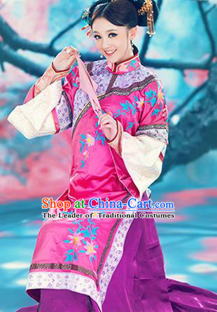 Traditional Ancient Chinese Imperial Princess Consort Costume, Chinese Qing Dynasty Young Lady Dress, Chinese Manchu Princess Clothing for Women