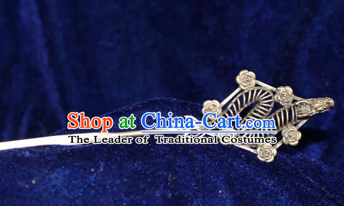 Traditional Chinese Miao Nationality Crafts Jewelry Accessory Hair Accessories, Hmong Handmade Miao Silver Palace Lady Hair Sticks Hair Claw, Miao Ethnic Minority Hair Fascinators Hairpins for Women